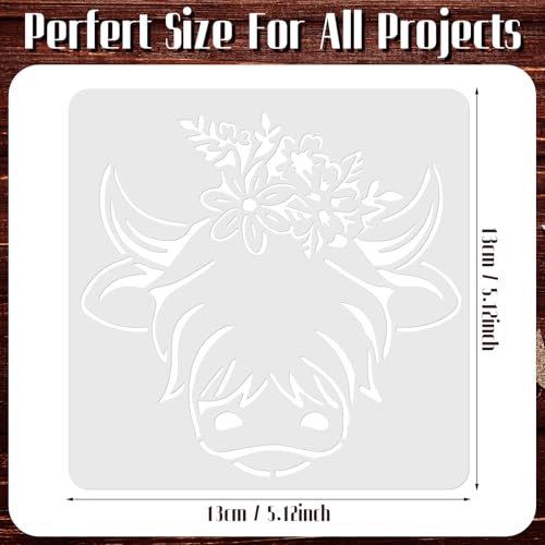 Junkin 20 Pcs Stencil for Painting Stencil Reusable DIY Drawing Template Motivational Art for Crafts Home Decor on Wood, Canvas, Paper, Fabric, Walls, Furniture(Cow) - style: Cow