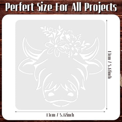 Junkin 20 Pcs Stencil for Painting Stencil Reusable DIY Drawing Template Motivational Art for Crafts Home Decor on Wood, Canvas, Paper, Fabric, Walls, Furniture(Cow) - style: Cow