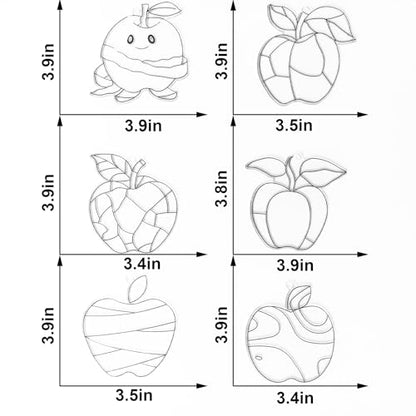 Ayhuhra 30 Sets Apple Suncatche Craft Kits Blank Back to School Sun Catcher DIY Window Paint Art Sets for First Day of School Supplies Home Party Activities Art Project - style: Apple