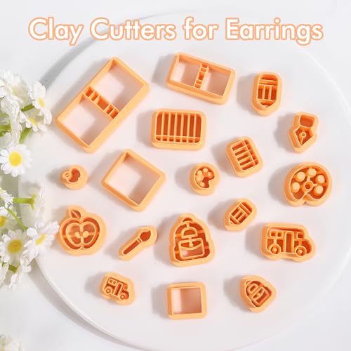 Puocaon Back to School Polymer Clay Cutters - 18 Pcs School Themed Earrings Making Kit Teacher Clay Cutters for Earrings Jewelry Making