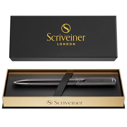 Scriveiner Gun-Metal Lacquer Ballpoint Pen - Stunning Luxury Pen, Schmidt Black Refill, Best Gift Set for Men & Women, Professional Executive Office, Nice Fancy Designer Pens - color: 21. Gun-Metal