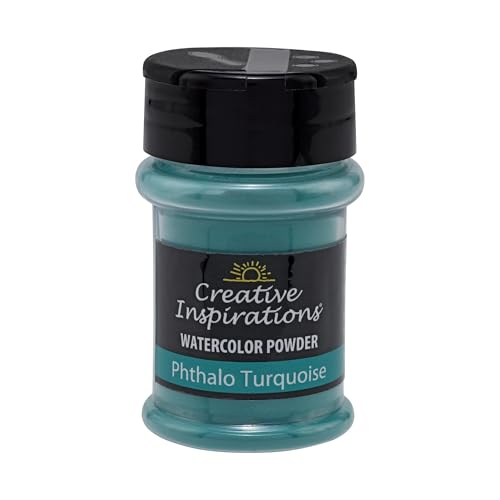 Creative Inspirations Powder Watercolor Paint - 38g Shaker Bottle, Phthalo Turquoise - Dye-Based Water-Soluble Crystalline Pigments - Non-Toxic, Perfect for Abstract and Spontaneous Effects - color: Phthalo Turquoise, style: Pack of 1