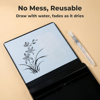 Buddha Water Painting Board, Magic Canvas Mini Water Drawing Mat with Brush for Painting, Sketching & Meditation, As Relaxing Gifts (Large)