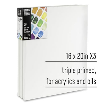 Liquitex BASICS Canvas, 3 pack, 16" x 20" - style: 16" x 20"