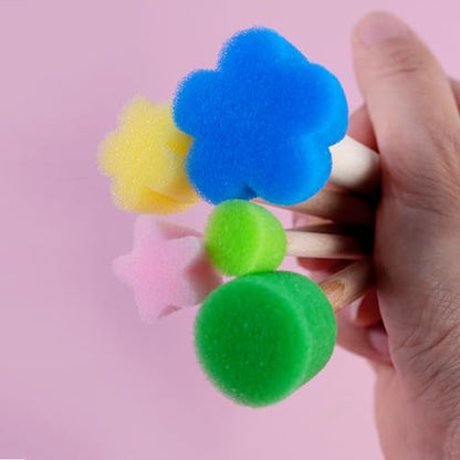 Flower Sponges Brush Set Paint Sponge Wood Handle Round Foam Stencil Brushes Touch Up Painting Tools for Acrylic Craft Staining Varnishes 10pcs - color: B