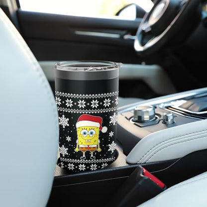 Spongebob SquarePants Holiday Christmas Graphic Stainless Steel Insulated Tumbler - color: Black