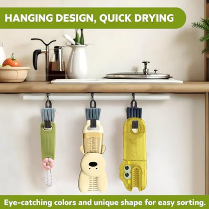 Cup Lid Cleaning Brush, 3 in 1 Lid Cleaner for Tumblers and Water Bottles, Gap Cleaning Brush with Straw Hole Detail Tool, Multifunctional Brush for Daily Use (Yellow Green) - color: Yellow Green