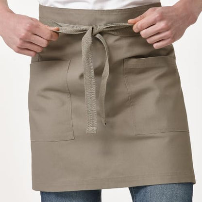 Unisex Waist Apron with Pockets Waiter Bar Half Bistro Apron 4251BY - color: Dark Khaki, size: 1 Pack