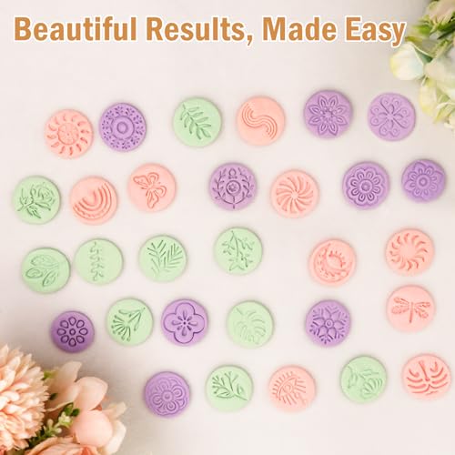 30 Pcs Polymer Clay Stamps and Molds Set with Storage Box, Boho Mandala Floral and Leaf Patterns, Pottery Stamps for Clay Crafts, Cookie Stamps (YANSH PROGLOBAL)