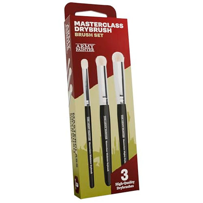 The Army Painter Masterclass Drybrush Set, Acrylic, 3 Sizes Hobby Drybrushes, Goat Hair Brush Set: 15 mm Mighty Drybrush, 12 mm Moderate Drybrush, 7 mm Miniature Drybrush for Tabletop Roleplaying