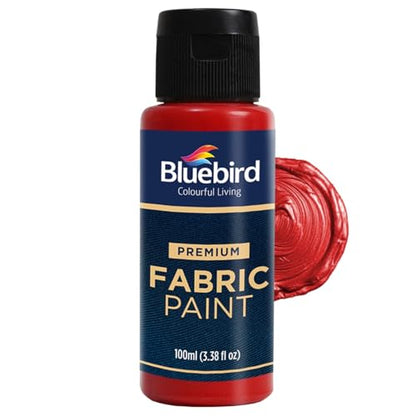BLUEBIRD Fabric Paint, Vermilion Red, 3.4 Fl Oz, Permanent Fabric Paints for Clothes, Furniture Upholstery - color: Vermilion, size: 3.4 Fl Oz (Pack of 1)