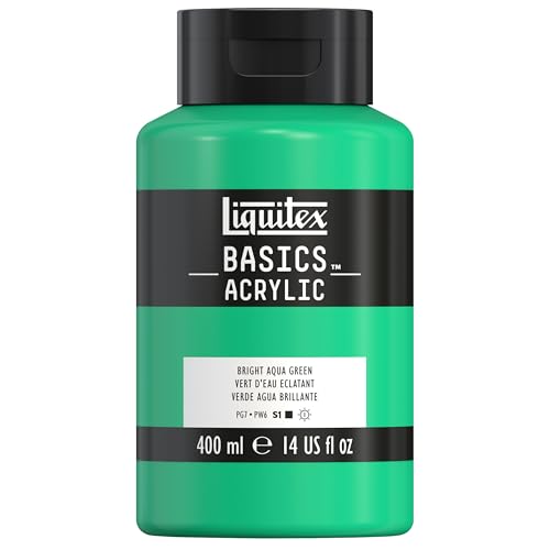 Liquitex BASICS Acrylic Paint, 400ml (13.5-oz) Bottle, Bright Aqua Green - color: Bright Aqua Green, size: 13.5 Fl Oz (Pack of 1)