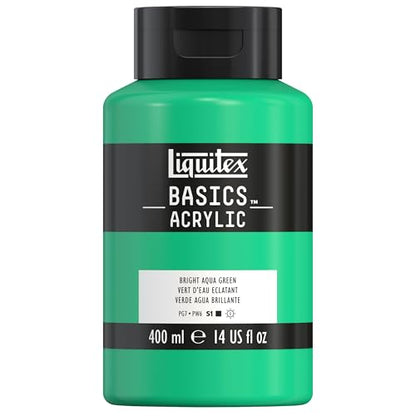 Liquitex BASICS Acrylic Paint, 400ml (13.5-oz) Bottle, Bright Aqua Green - color: Bright Aqua Green, size: 13.5 Fl Oz (Pack of 1)