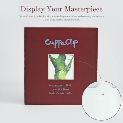 CuppaClip Watercolor Paper Pad Cover Illustration Pure Cotton Pulp Cold Press 300GSM Acid-Free Hardback Watercolor Book (Burgundy) - color: Burgundy