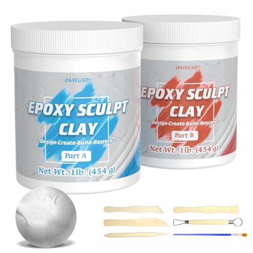 2 Pound White Epoxy Putty Sculpt Clay, 2 Part (A & B) Modeling Compound for Sculpting, Modeling, Building, Repairing, Self-Hardening Epoxy Clay Easily Repairs Metal, Wood, Tile, Ceramics, Plastic - color: White, size: 2 Pound