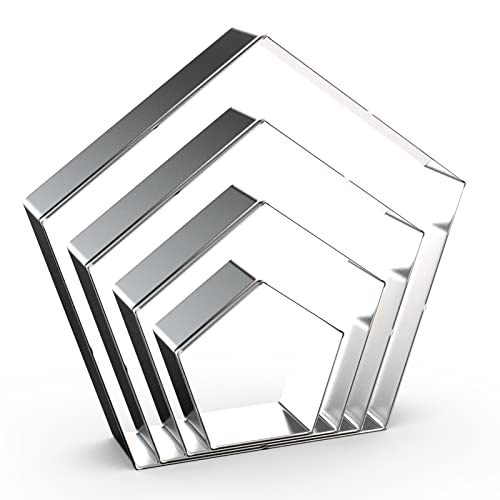 Pentagon Cookie Cutter Set Large - 5 Inch, 4 Inch, 3 Inch, 2 Inch - Geometric Polygon Frame Plaque Cookie Cutters Shapes Molds - Stainless Steel - color: Pentagon
