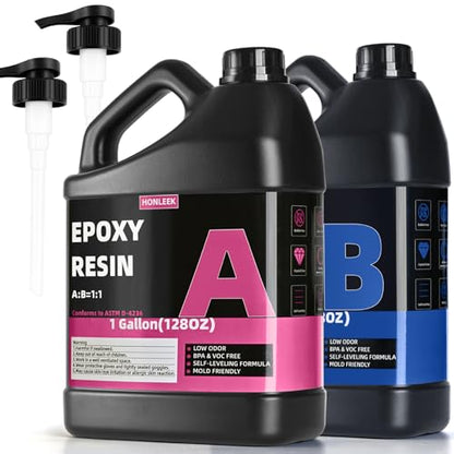 2 Gallon Crystal Clear Epoxy Resin Kit - Not-Yellowing No-Bubble, Self Leveling Easy Pour - 1:1 Ratio High Gloss Casting & Coating Resin for Art Crafts, Jewelry Making, Wood & Molds
