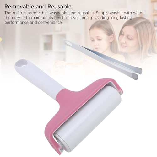FAUOSWUK Rubber Roller Tool, Silicone Roller and Tweezers Kit, Boat Flooring Install Printmaking Painting Stamping Wallpaper Gluing for Bubble Removal, Gripping and Lifting Threads (Pink) - color: Pink
