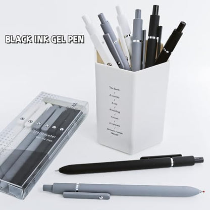 UIXJODO 6 Pcs Gel Pens 0.5mm Quick Dry Black Ink Pens Fine Point Smooth Writing Pen, Cute Office and School Supplies Gifts for Women Teacher Students (6 Pcs Black White Grey Silver) - color: 6 Pcs Black White Grey Silver
