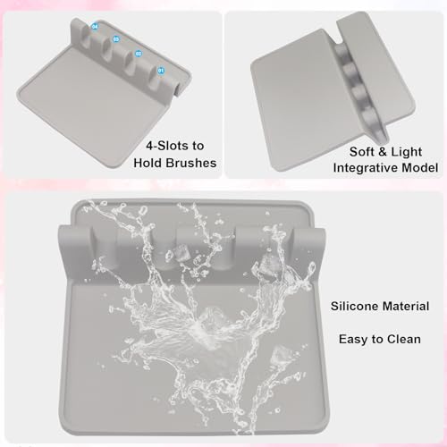 2 Packs Silicone Paint Brush Holder Paint Brush Stand Rest with 4 Slots Watercolor Oil Acrylic Painting