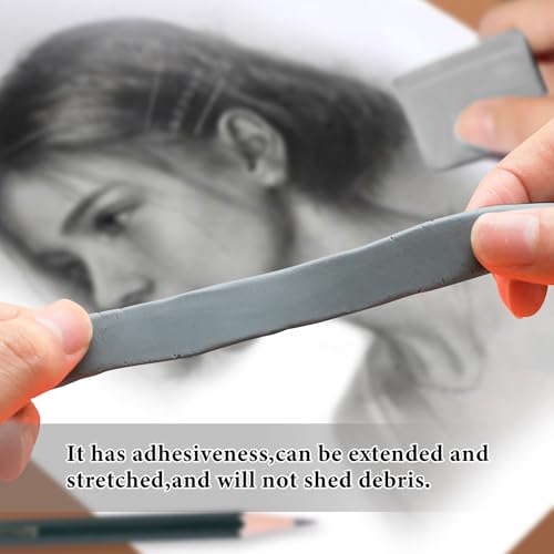 Smilo 8-Pack Gray Kneaded Erasers | Moldable & Dust-Free Putty Eraser | No Smudge Art Eraser with Case for Drawing - color: Gray