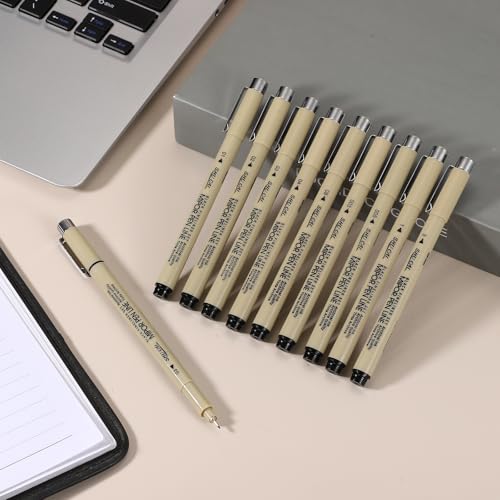 PATIKIL Fineliner Pens, 12 Pcs 08 0.5mm Fineliner Marker Black Waterproof Ink Archival Drawing Pens Art Supplies Set for Sketching Journaling Scrapbooking Artist Illustration - size: 08 0.5mm