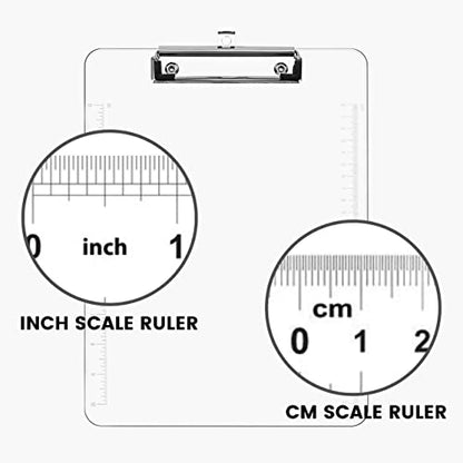 PERFORMORE Clear Acrylic Clipboards 6-Pack | 12” x 9” Letter-Size Writing Boards | Durable Transparent Plastic with Silver Low-Profile Clips | Ideal for Office, School, Events, and Seminars - style: 6 Pack SILVER