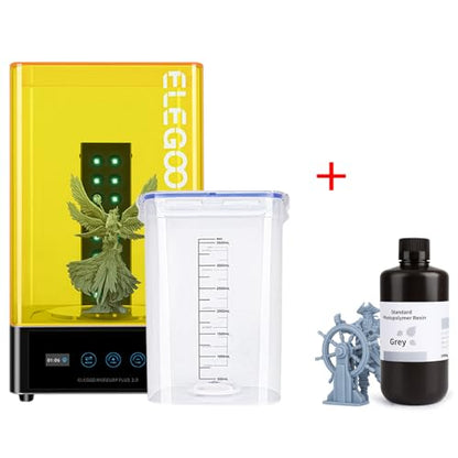 ELEGOO Mercury Plus V2 3D Printing Wash and Cure Station and ELEGOO Standard 3D Printer Resin Grey 1000g
