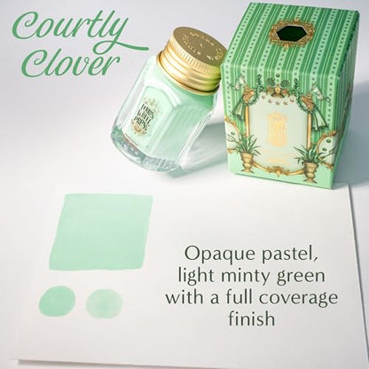 Ferris Wheel Press Courtley Clover 28ml Calligraphy Ink for Calligraphy & Dip Pens - National Art Supply 5x7 Microfiber Cloth - Opaque Light Green - Waterproof Dip Pen Ink for Artists
