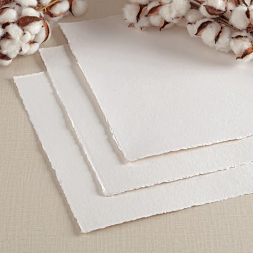 New York Central Handmade Watercolor Paper - 300lb, 16"X20" - 5 Packs of 5, 25 Total Sheets, Acid-Free 100% Cotton Rag, Cold Press, 4 Deckled Edges, Minimally Sized, Mixed Media Paper - size: 16X20"