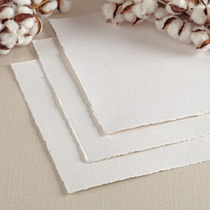 New York Central Handmade Watercolor Paper - 300lb, 16"X20" - 5 Packs of 5, 25 Total Sheets, Acid-Free 100% Cotton Rag, Cold Press, 4 Deckled Edges, Minimally Sized, Mixed Media Paper - size: 16X20"