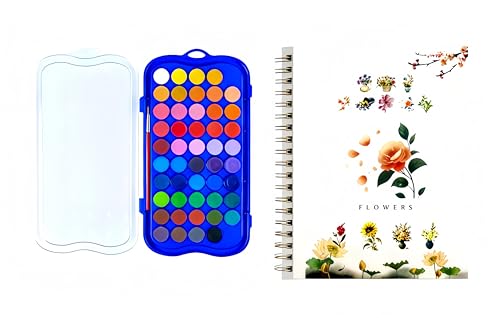 Watercolor Workbook, Water Paint Adult Set, Easy Coloring Book for Adults, Beautiful Paintings for Beginners, Flower, 48 Colors - color: Flower -48 colors