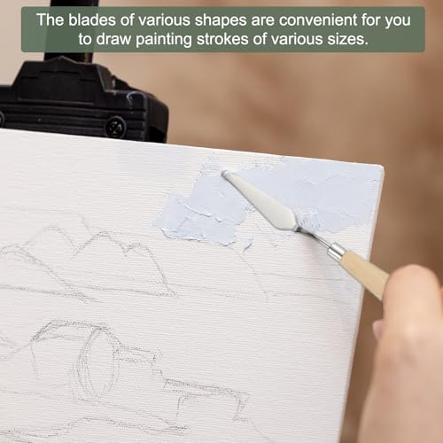 YOKIVE 5 Pcs Stainless Steel Palette Knife, NO.3 Professional Art Spatula Oil Painting Accessories Color Mixing Scraper with Plastic Handle, Great for Canvas Acrylic(Yellow, 6.1 -Inch) - style: NO.3