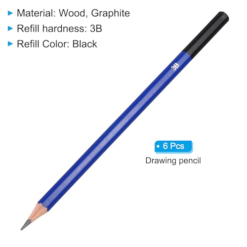 PATIKIL 3B Drawing Pencils for Sketching, 6PCS Sketch Pencils for Drawing Art Pencils Graphite Wood Pre-sharpened for Drawing Sketching Artists - size: 1 Count (Pack of 1), style: 3B