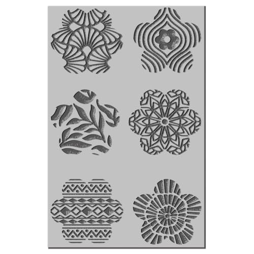 CHGCRAFT Artistic Flowers Clay Texture Mat Mandala Polymer Clay Molds DIY Clay Texture Tools for Clay Pottery Earring Jewelry Making Stamp Engraving Machines, Flower, 3.9x2.6inch - style: Mandala Pattern