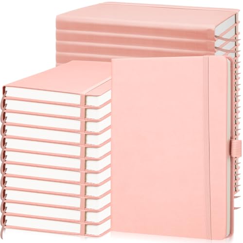 Laumoi 14 Pack Hardcover Journal Notebooks Bulk A5/A4/B5 Journaling Notebook Wide Ruled PU Leather Ruled Lined Journals with Pen Holder for School Business Work Writing (Pink,A5) - color: Pink, size: A5