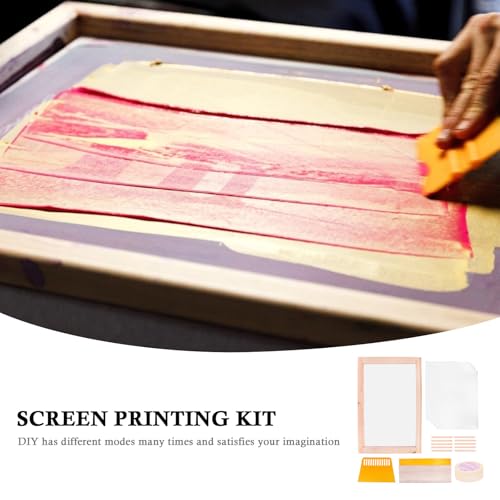 CORHAD Screen Printing Starter Kit with Transparency Inkjet Film and Squeegee Tools for Beginners, Includes Masking Tape and Wooden Sticks for DIY Crafts and Textile Printing