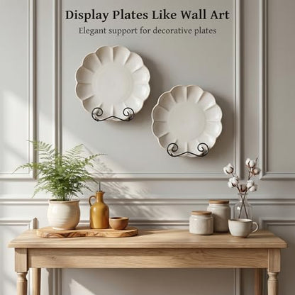 LIONWEI LIONWELI Wall Mount Plate Display Stands - Vertical Metal Holders for Decorative Plates, Picture Frames and Artwork - Black (2 Pieces) - size: Large