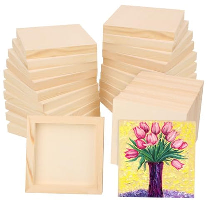 30 Pack 5.75 x 5.75 Square Wood Panel Boards - Unfinished Wood Canvas Boards for Painting, Square Wooden Panels for Painting Canvas, DIY Projects, Acrylic and Oil Painting