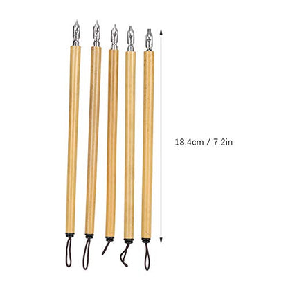AYNEFY Comic Dip Pen Set, 5Pcs Wooden Handle Calligraphy Dip Pen Set with 5 Nibs Artist Cartoon Pen Set Cartoon Painting Tool Manga Dip Pen Signature Pen (1-5 nib set) - size: 1-5 nib set