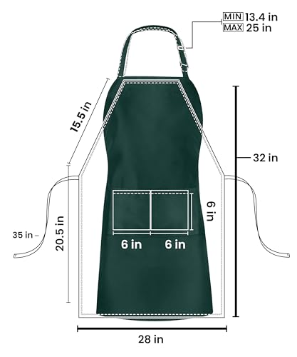 Utopia Kitchen 10 Pack Bib Apron Adjustable with 2 Pockets, Water and Oil Resistant, Cooking Kitchen Chef Apron for Women Men - color: Green