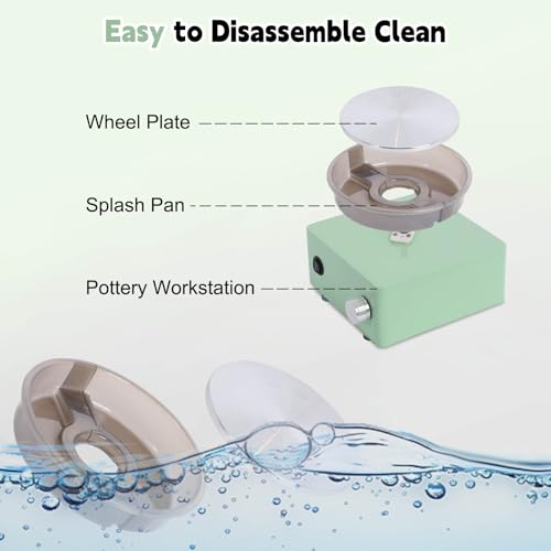 Olenyer Pottery Wheel for Kids: 6" Turntable 2-Way Rotation Mini Pottery Wheel, Removable Tray, Metal Frame, Christmas Gifts Pottery Kit for Beginners Teens Adults