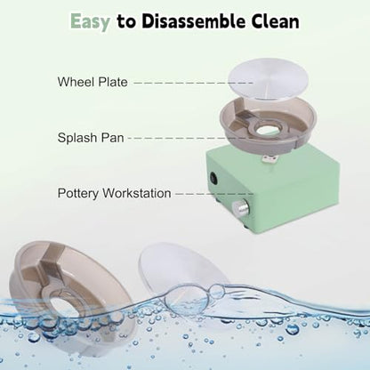 Olenyer Pottery Wheel for Kids: 6" Turntable 2-Way Rotation Mini Pottery Wheel, Removable Tray, Metal Frame, Christmas Gifts Pottery Kit for Beginners Teens Adults