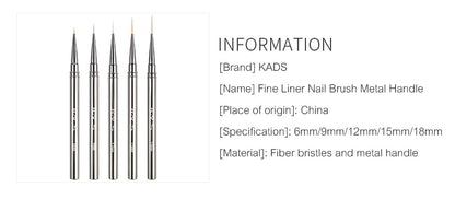 KADS 18mm Nail Liner Brush Ultra Thin Stripe Pen Fine Line Drawing Manicure | metal handle nail liner brush,ultra-fine bristles, thin line drawing for gel polish striping, floral & detail nail art design - color: 18mm (Single)