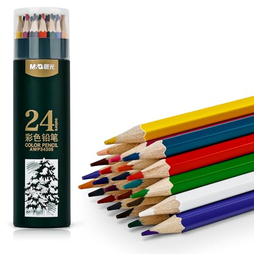M&G 24 Count Colored Pencils for Adult Coloring Books, Drawing Sketching Pencils with Oil-Base Cores, Assorted Colors Pencil Set for Artists Student Art Craft Supplies