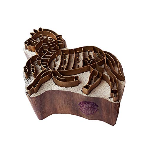 Indian Printing Stamp Brass Horse Designs Wood Pottery Block - size: BSCtag014