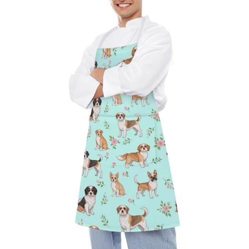 Cooking Apron for Adults with Pockets, Waterproof Oil Resistant Bib for Kitchen Restaurant BBQ Baking - color: Style (336)