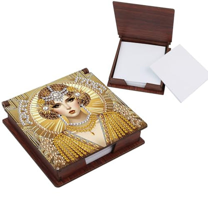 Diamond Painting Kit memo Box, Diamonds Art DIY Queen Patterns Sticky Note Box Special Shape Drill, with 160 Sticky Note, Ideal for Home Office Supplies, Handicrafts, Holiday Gifts - color: Queen