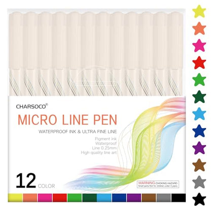01 Micro Fine Point Pen Set - 12 Waterproof Archival Ink Colors, 0.25mm Fineliner Pens for Art Illustrations, Sketching, Anime, Manga, Technical Drawings & Scrapbooking-fan - color: 12 Colors