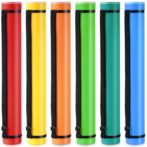 Yahenda 6 Pcs Expandable Poster Tubes Bulk, 24"- 40" Extendable Blueprint Tube with Shoulder Strap Waterproof Portable Durable Round Cases for Drawing, Poster, Office Bulk Supply(Bright Color) - color: Bright Color